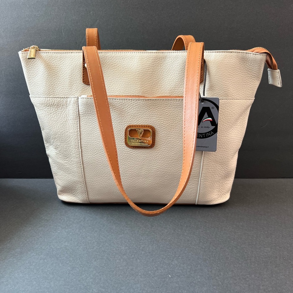 NWT VALENTINA TOTE SATCHEL HANDBAG LEATHER - Picture 2 of 8